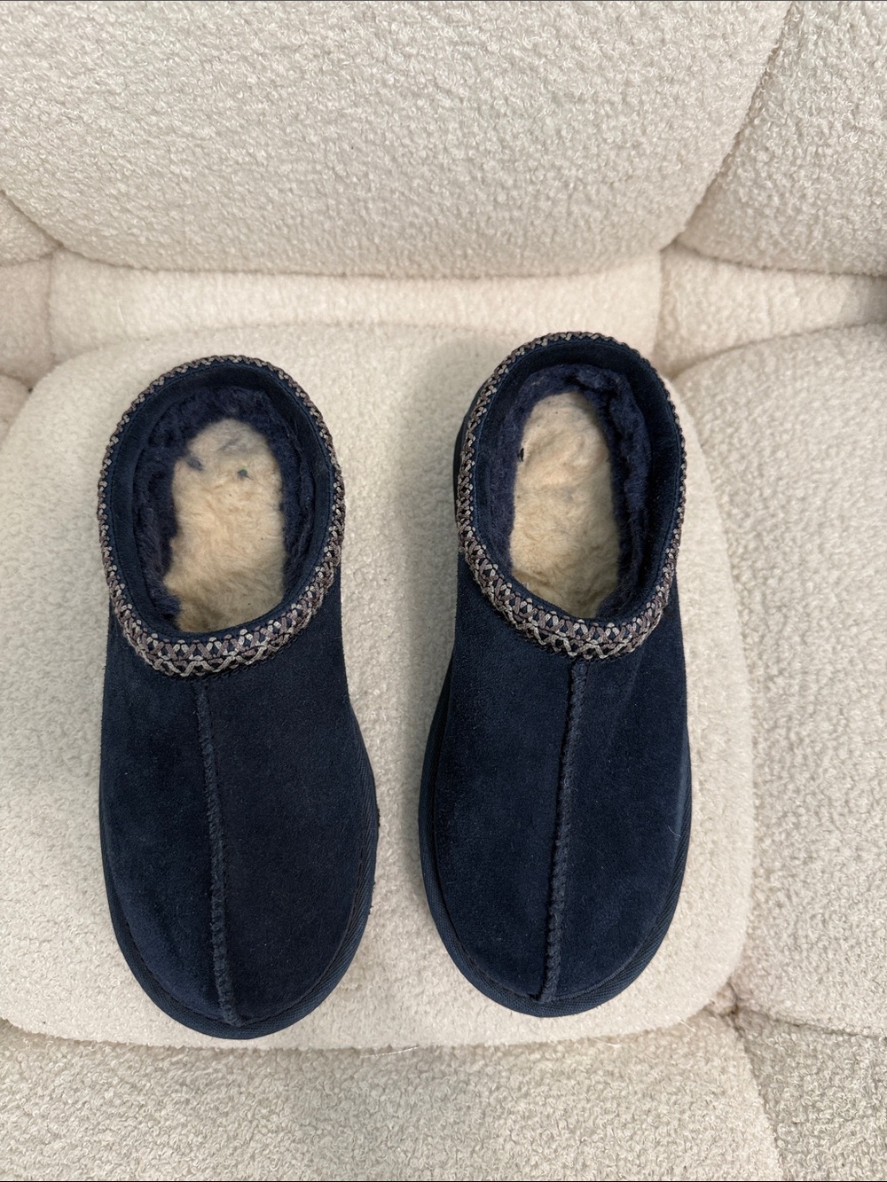UGG Kids Dark Navy Suede Slip-On Clogs - Picture 2 of 13
